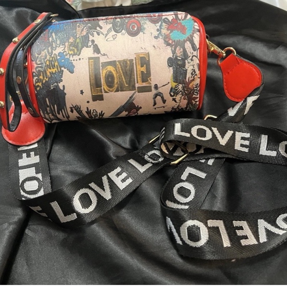 Graffiti Love Print Crossbody Bag